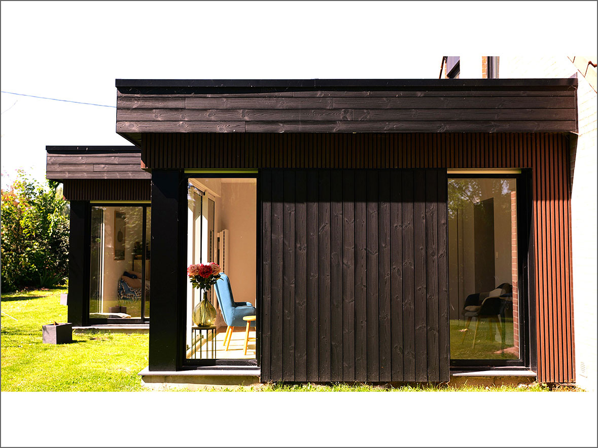 extension de maison avec bardages contemporains à Bachy dans le Nord