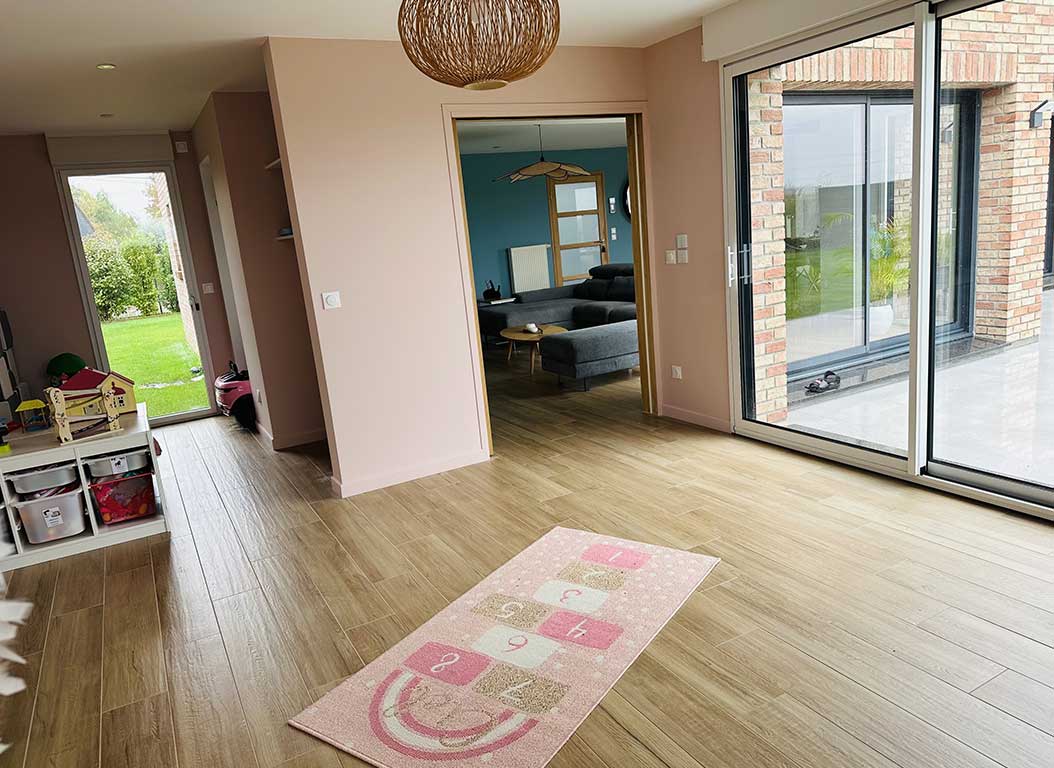 Extension en briques pour création d’une salle de jeux et agrandir le salon 07